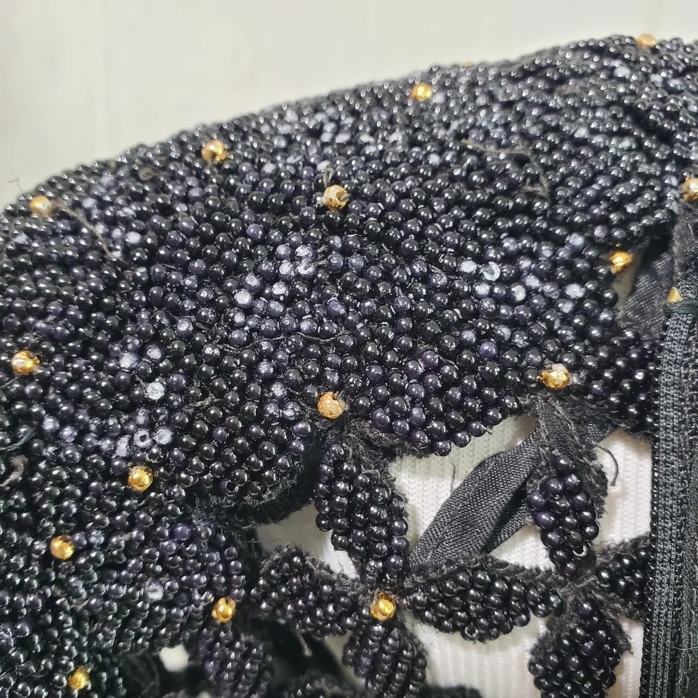 Vintage 100% Silk Robert Anthony Beaded Great Gatsby Inspired Cocktail Dress - Picture 13 of 15